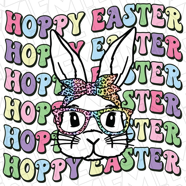 Hoppy Easter Stacked Text DTF Transfer