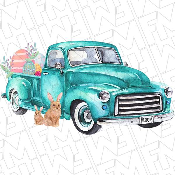 Easter Truck and Bunny DTF Transfer