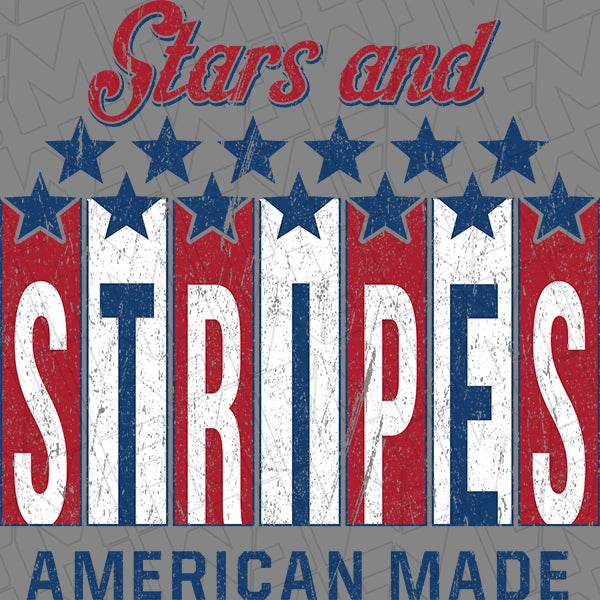 Stars and Stripes American Made Patriotic DTF Transfer applied to a shirt