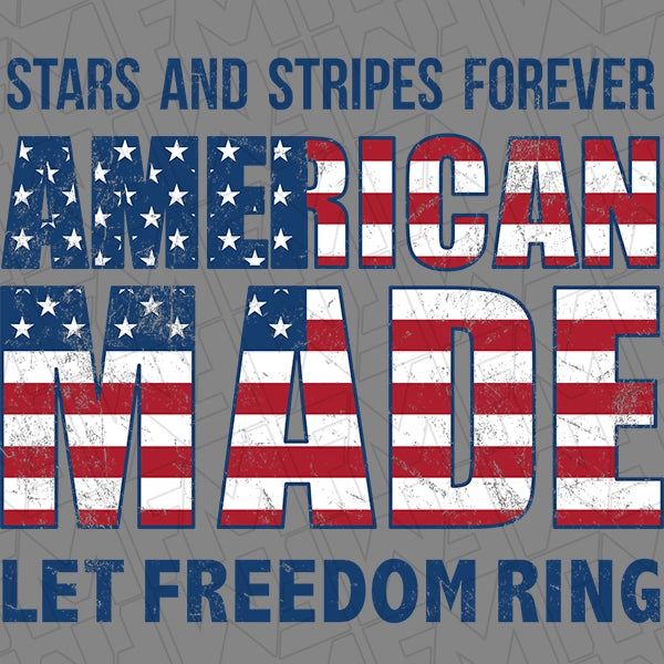 American Made Patriotic DTF Transfer applied to a shirt