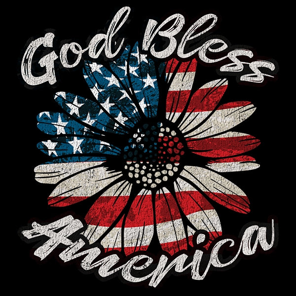 God Bless America Sunflower Americana Patriotic DTF Transfer applied to a shirt