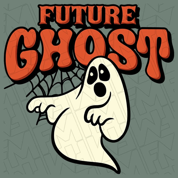 Retro Future Ghost Halloween DTF Transfer applied to a shirt