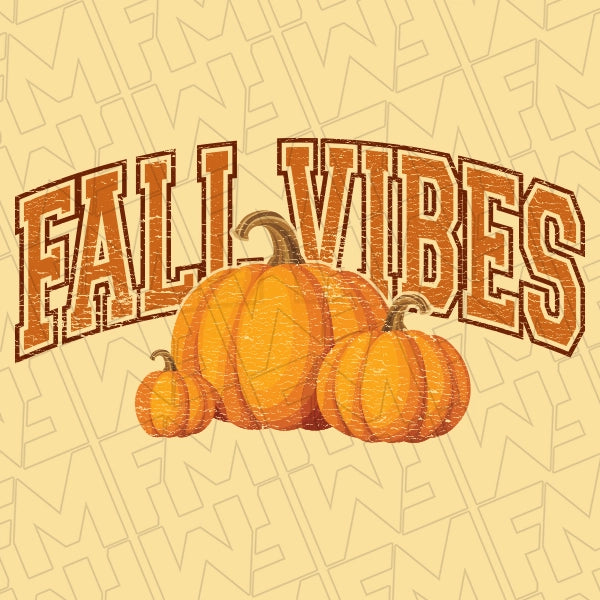 Fall Vibes Pumpkins DTF Transfer applied to a shirt