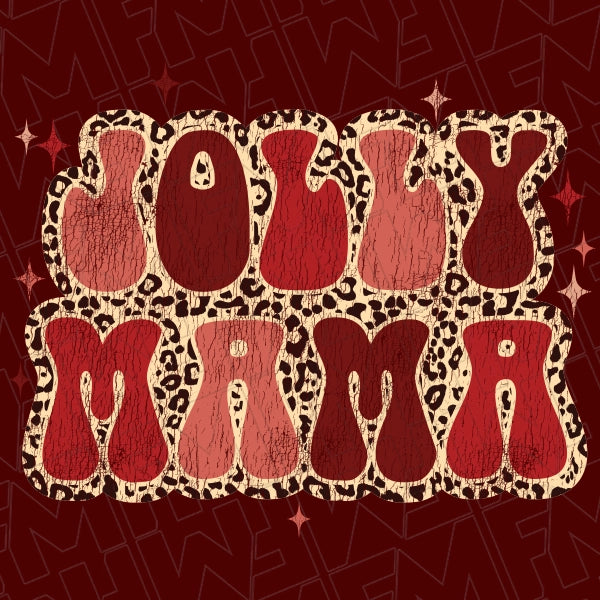 Jolly Mama Leopard Mommy & Me Christmas DTF Transfer applied to a shirt