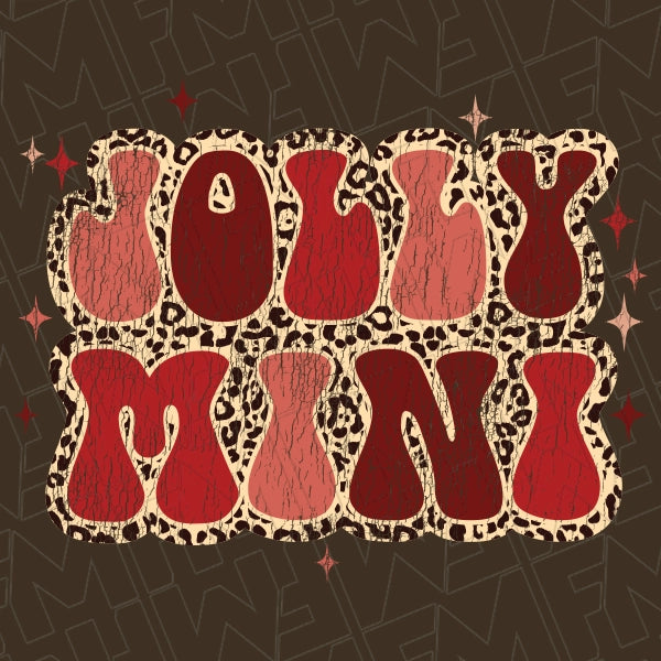 Jolly Mini Leopard Mommy & Me Kids Christmas DTF Transfer applied to a shirt