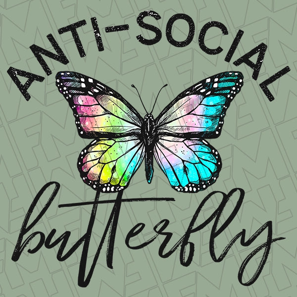 Antisocial Butterfly DTF Transfer applied to a shirt