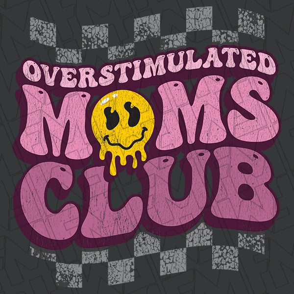 Purple Checker Overstimulated Moms Club Funny DTF Transfer