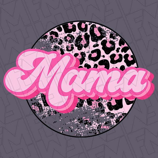 Pink Leopard Mama Script Mommy DTF Transfer