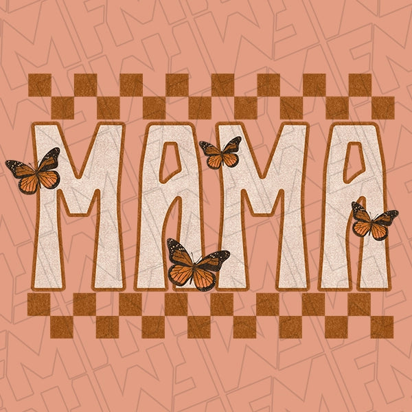 Mama Boho Checker Butterflies Mommy DTF Transfer