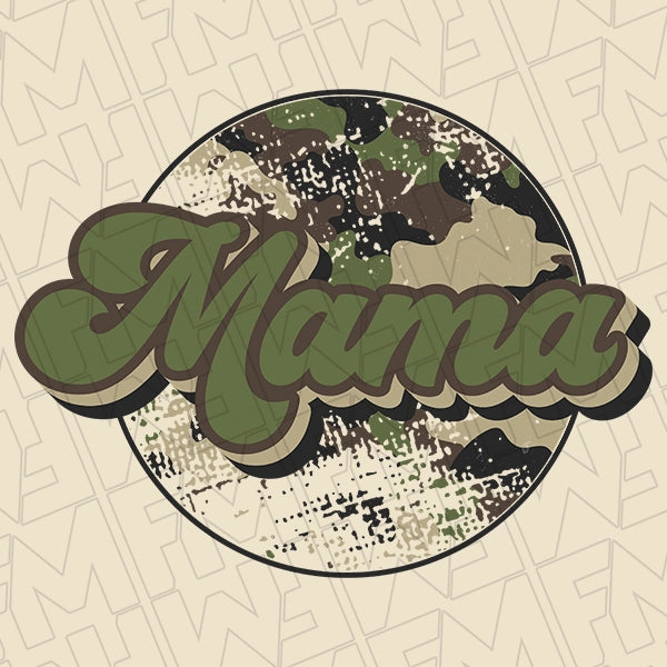 Green Camo Mama Script Mommy DTF Transfer