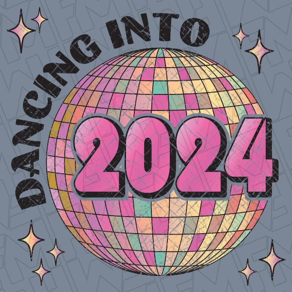 Dancing into 2024 DIsco Ball New Year DTF Transfer