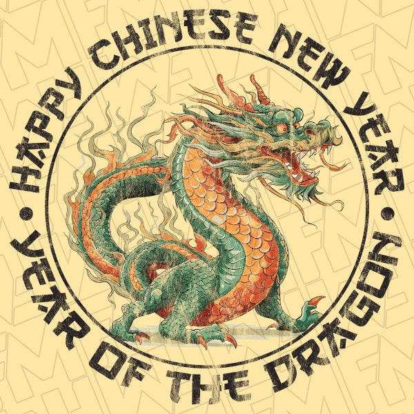 Happy Chinese New Year Dragon New Year DTF Transfer applied to a shirt