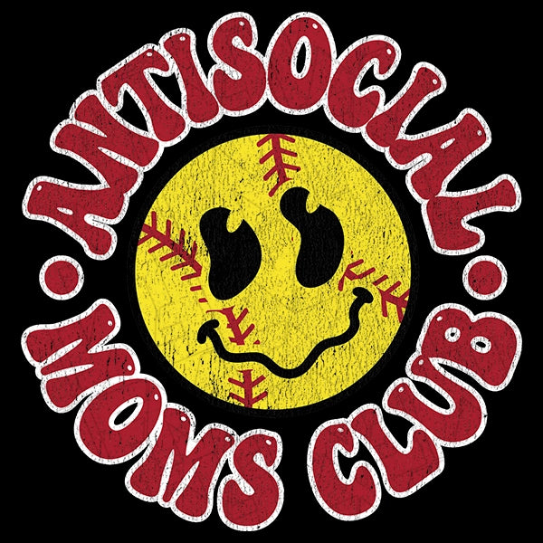 Antisocial Moms Club Softball DTF Transfer applied to a shirt