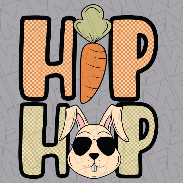 Hip Hop Bunny Kids DTF Transfer applied to a shirt