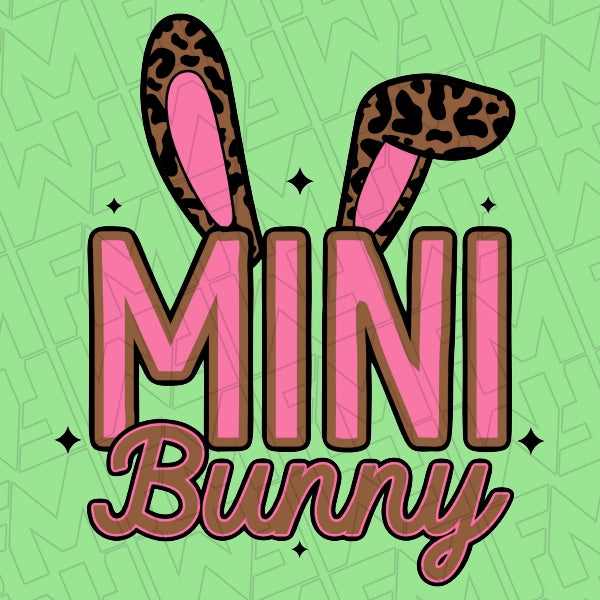 Mini Bunny Leopard Bunny Ears Mommy Me Kids DTF Transfer applied to a shirt