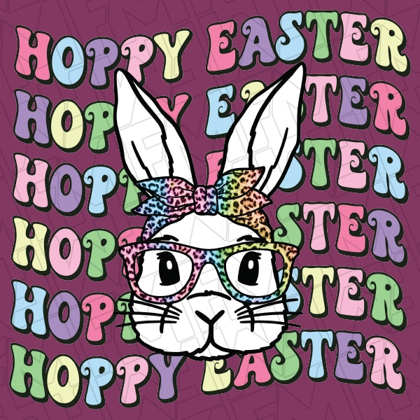 Hoppy Easter Bunny in Bandana and Glasses DTF Transfer applied to a shirt