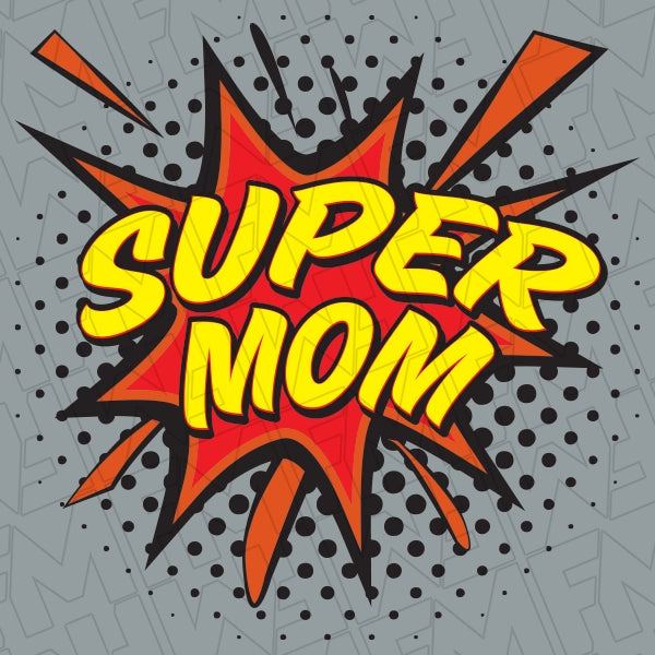 Comic Super Mom DTF Transfer applied to a shirt