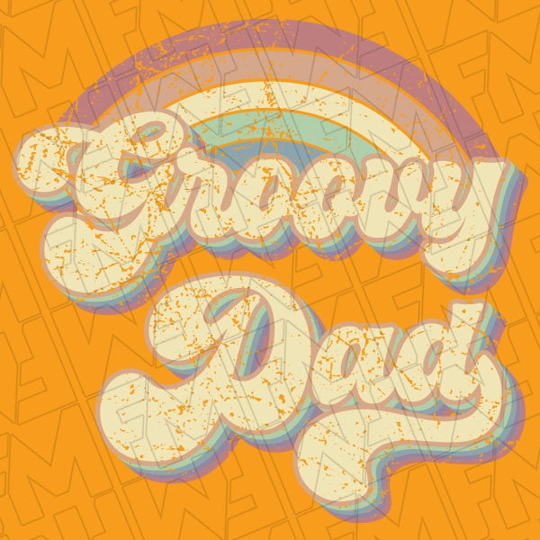 Groovy Dad Retro Rainbow DTF Transfer applied to a shirt